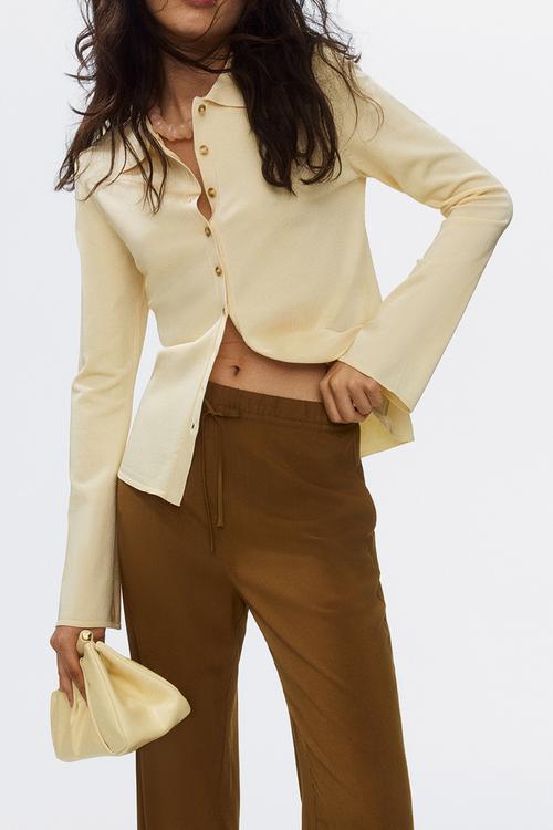 Wide pull-on trousers - olive green