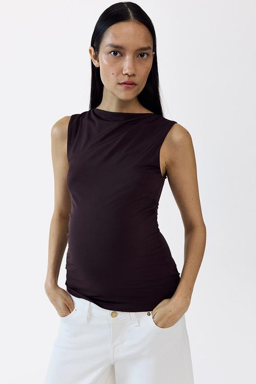 Mama sleeveless boat-neck top - dark brown