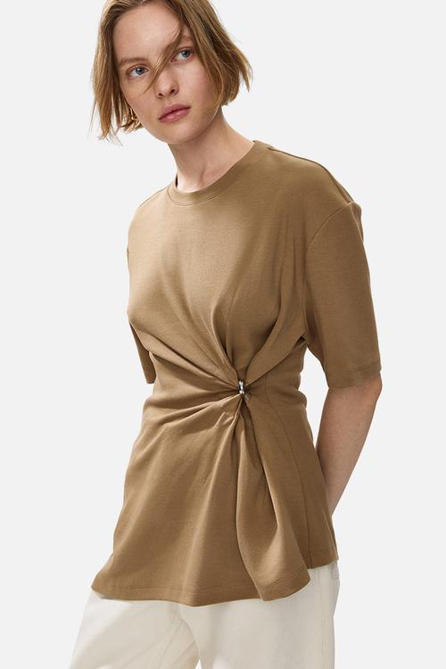 Draped-detail asymmetric top - mole