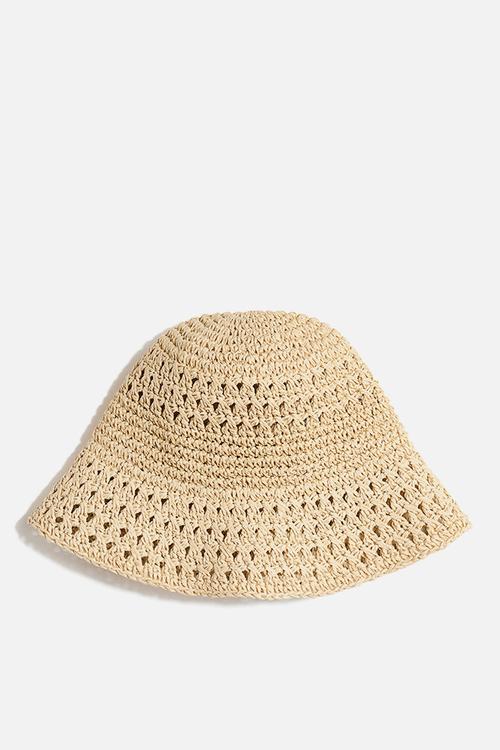 Handmade straw bucket hat - beige