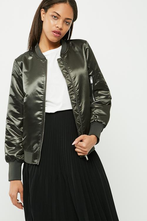 Concrete sateen bomber jacket