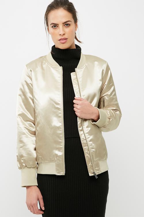 Concrete sateen bomber jacket