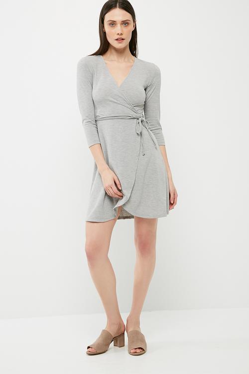 Cut & sew mock wrap dress