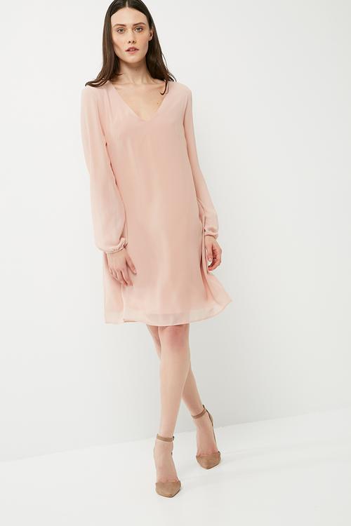 V-neck chiffon dress with back tie