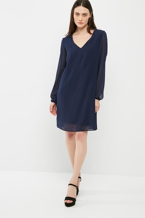 V-neck chiffon dress with back tie