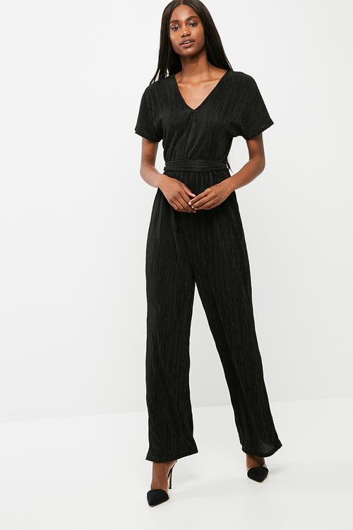 Plisse knot detail jumpsuit