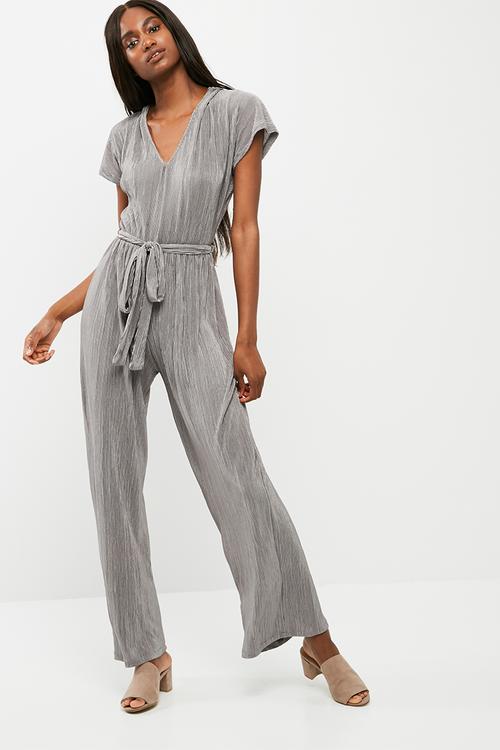 Plisse knot detail jumpsuit