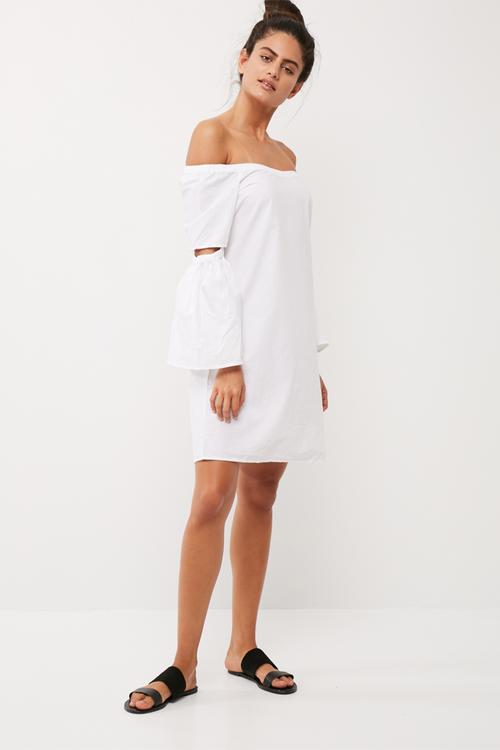 Bronce cut out off shoulder dress