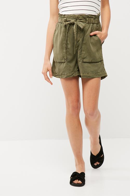 Zoe tencel belted shorts