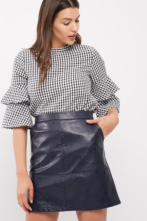Pepita flared gingham blouse
