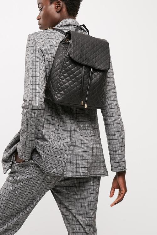 Quilted medium drawstring backpack