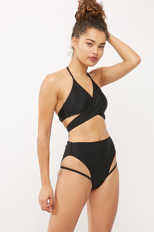 Cross body thigh strap bikini set