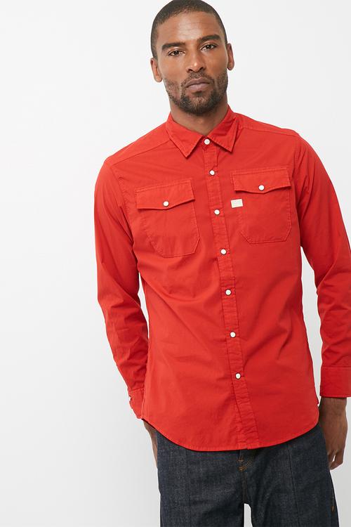 Office stretch poplin shirt - red