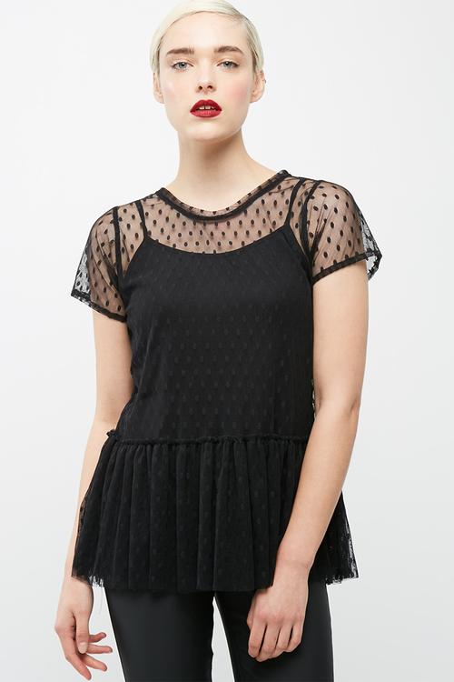 Mesh peplum tee