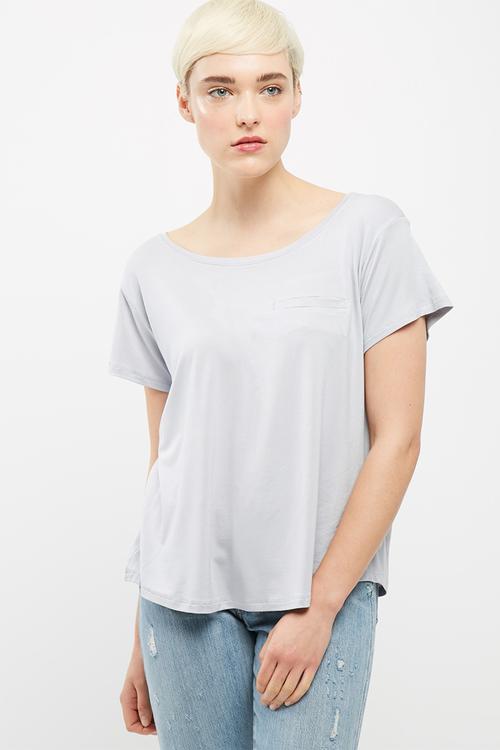 Scoopneck relaxed tee with turn back cuff