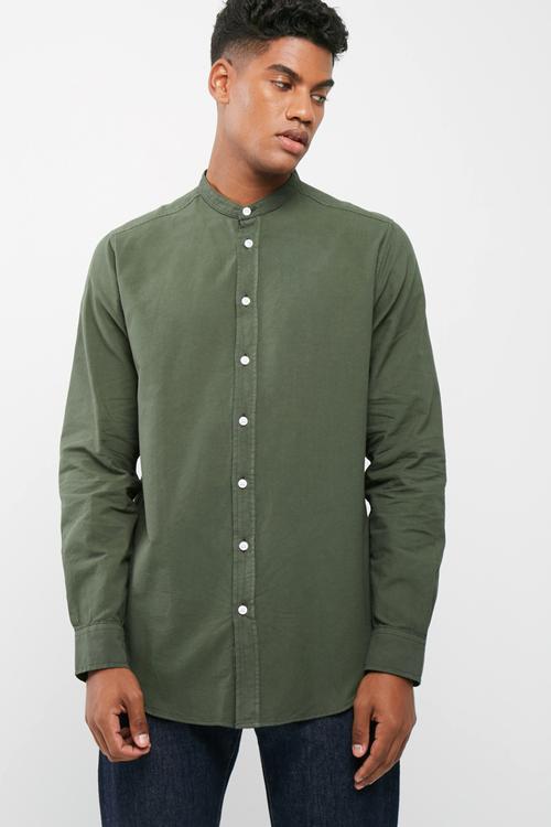 Regular fit mandarin oxford shirt