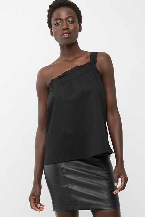 One shoulder poplin blouse