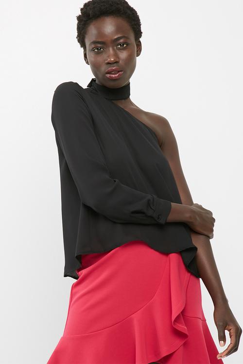 One shoulder choker blouse