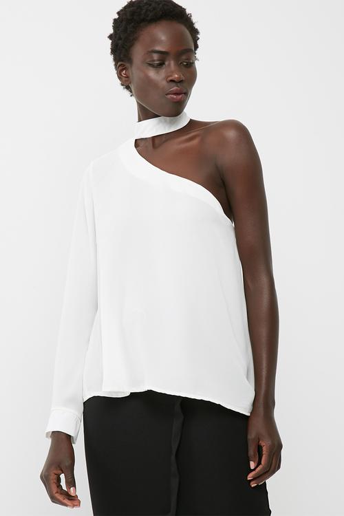 One shoulder choker blouse