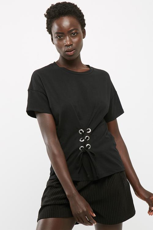 Lace up front tee