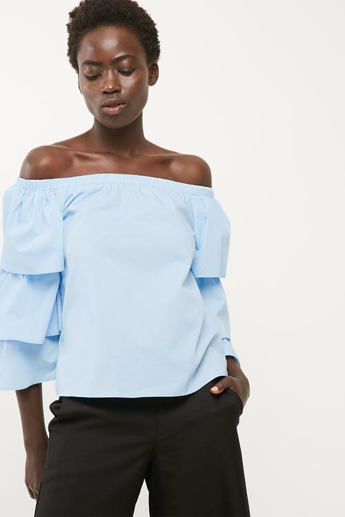 Off the shoulder poplin blouse