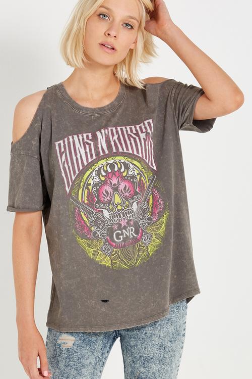 T-bar cold shoulder tee