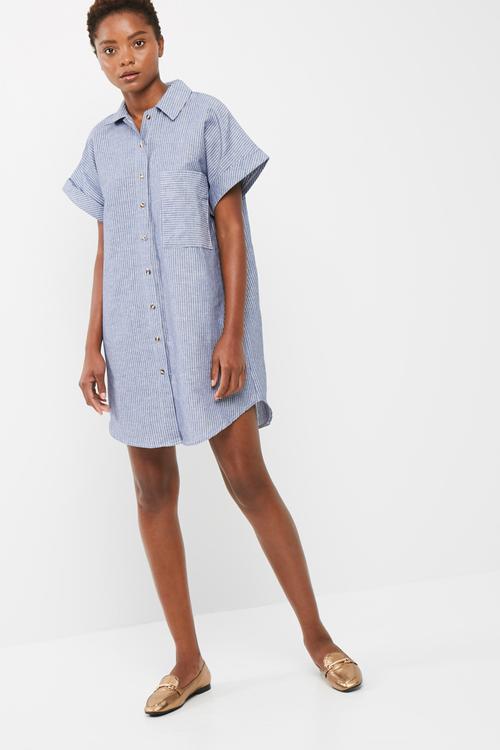 Turn up sleeve shirt dress
