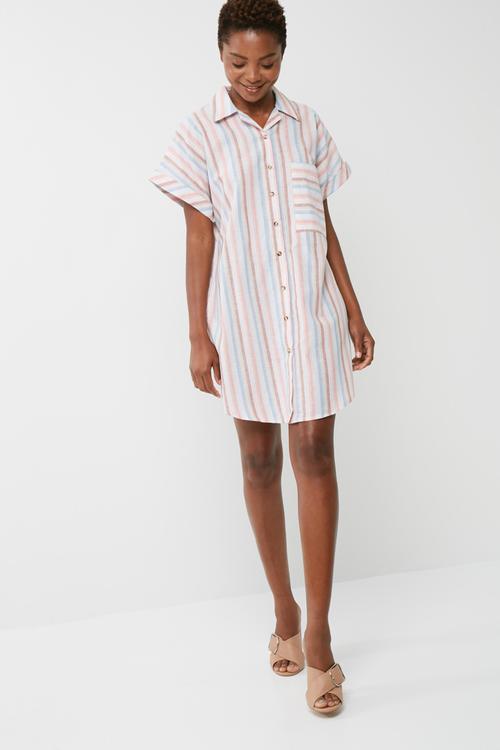 Turn up sleeve shirt dress