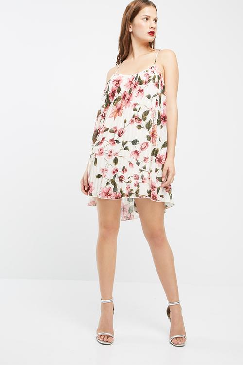 Strappy pleated swing dress
