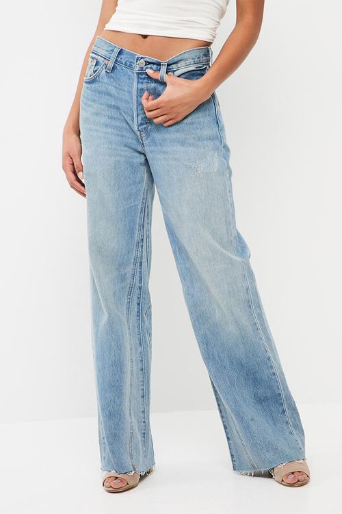 Altered wide leg jeans