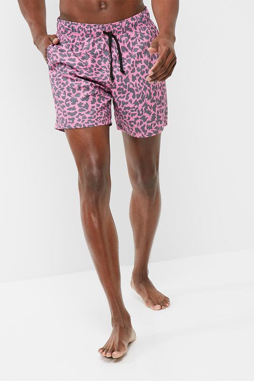 Pink leo print swimshort