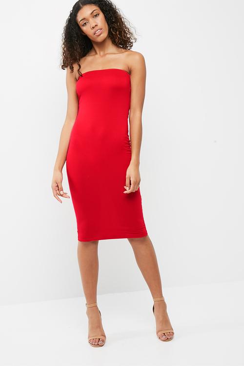 Bandeau bodycon midi dress
