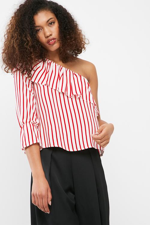 Asymmetrical frill blouse