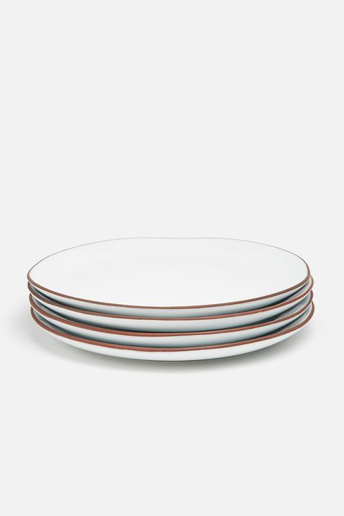 Terracotta edge dinner plate set of 4