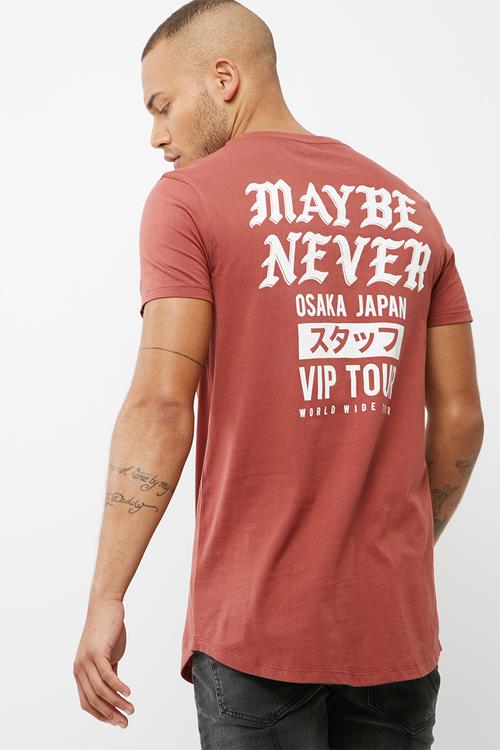 Printed curved hem tee