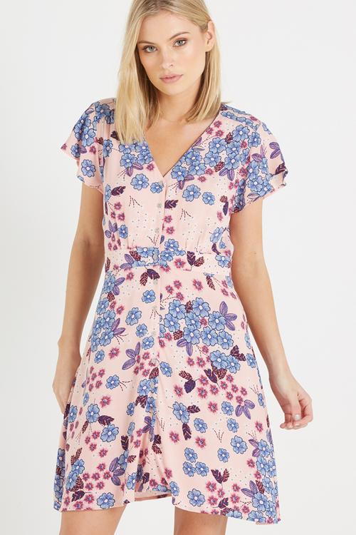 Woven bianca short sleeve tea dress