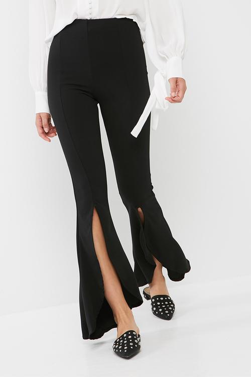 Split front flare trousers