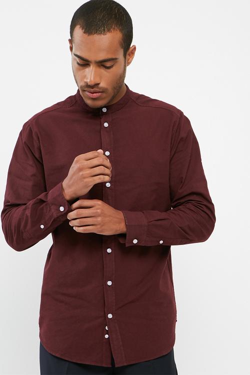 Regular fit mandarin oxford shirt
