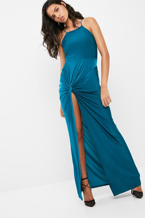 Blue slinky maxi dress