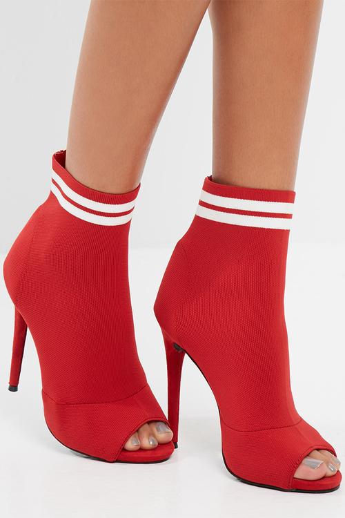 Peep toe sock ankle boots
