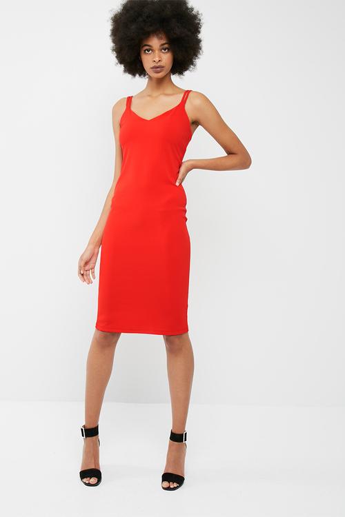 Midi double strap bodycon dress