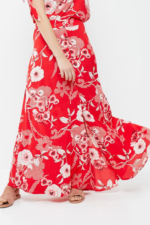 Button front maxi skirt