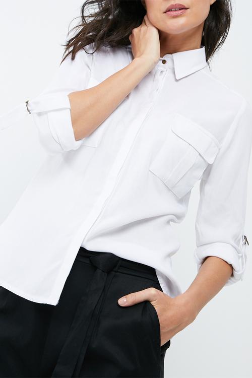 Button through shirt with dip back