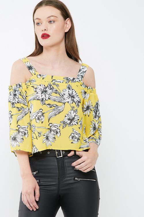 Floral supported bardot blouse