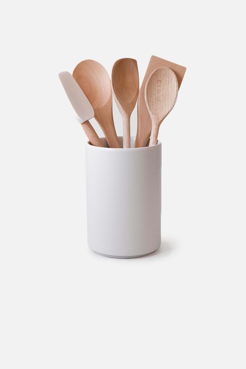 Stoneware utensil holder - light grey