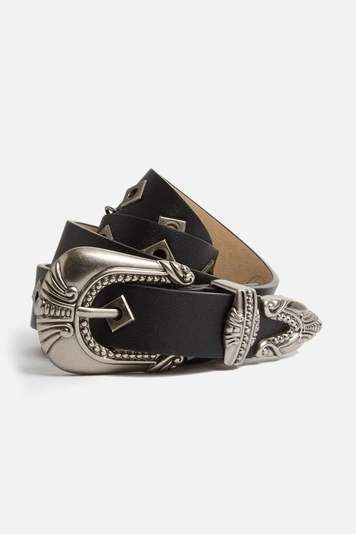 Faux Leather Coin Trim Belt