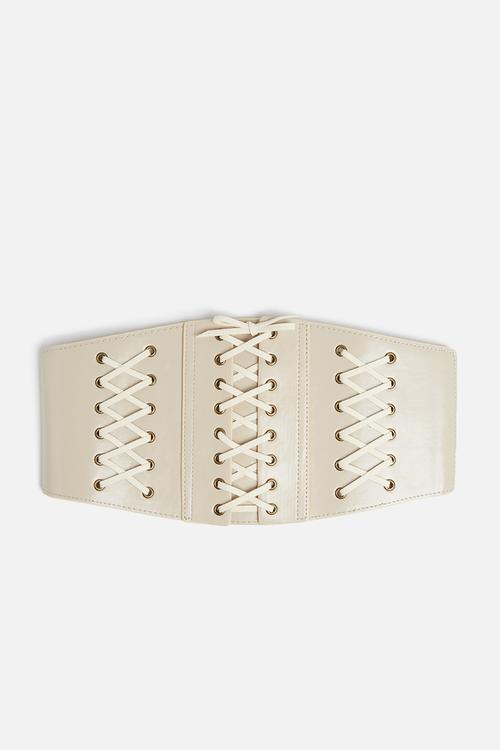 Faux leather lace belt