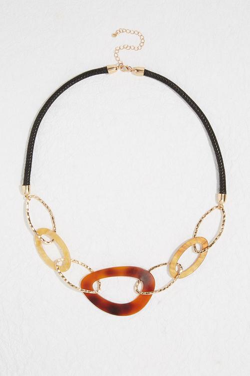 Multi station black & tortoise link necklace