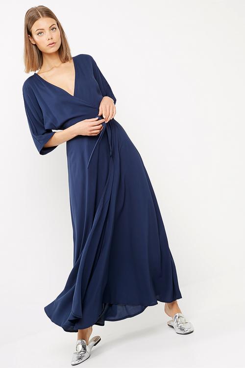 Kimono sleeve wrap maxi dress