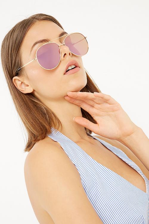 Aviator metallic mirrored sunglasses